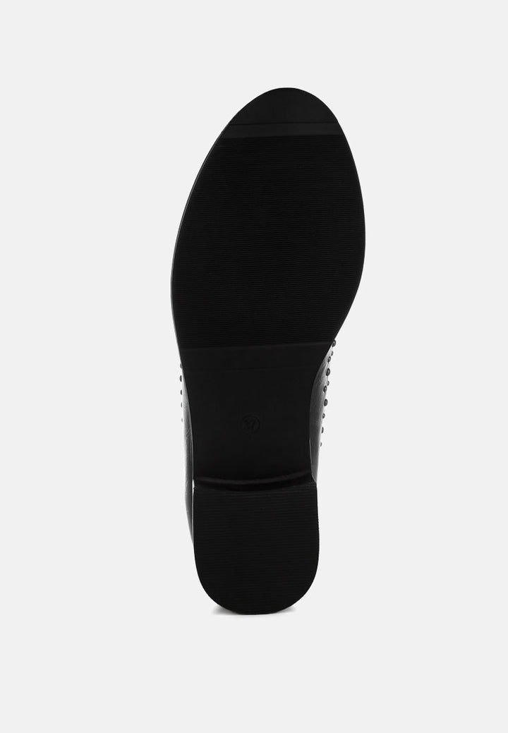 studded faux leather loafers by motes#color_black