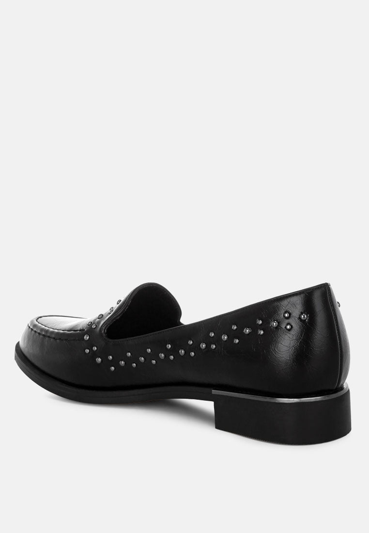 studded faux leather loafers by ft#color_black