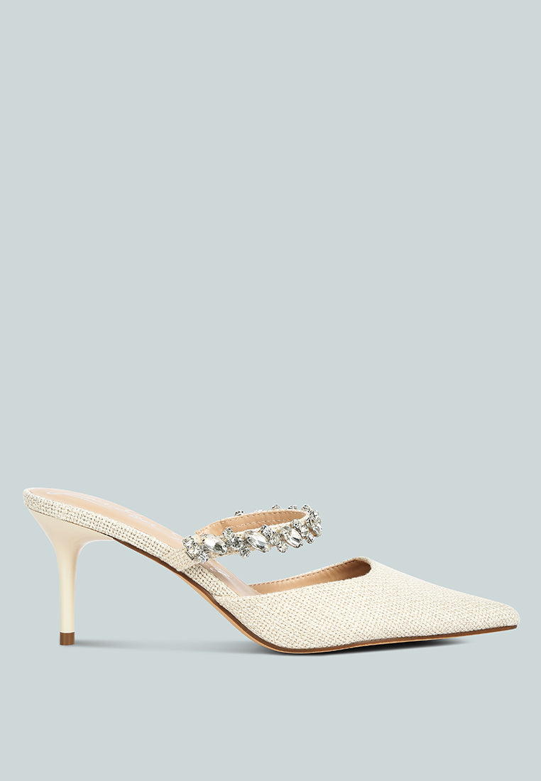 greta diamante embellished kitten heel sandals#color_off-white