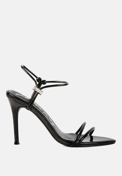 high porch drawstring band high heeled sandal#color_black