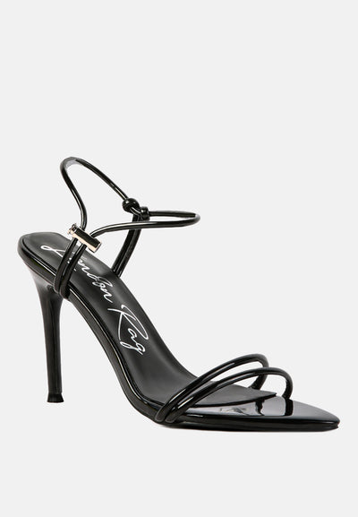 high porch drawstring band high heeled sandal#color_black