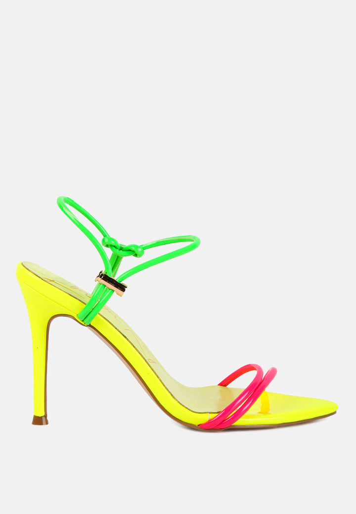 high porch drawstring band high heeled sandal#color_neon-yellow