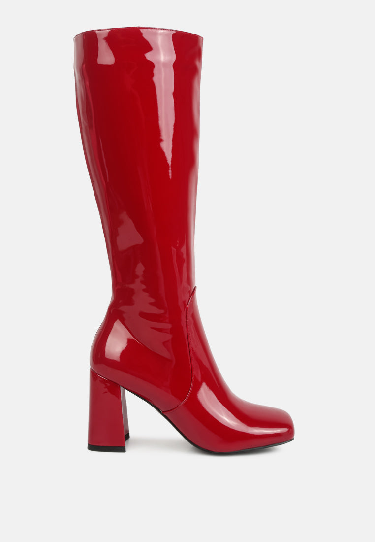 hypnotize patent pu block heeled calf boots#color_burgundy