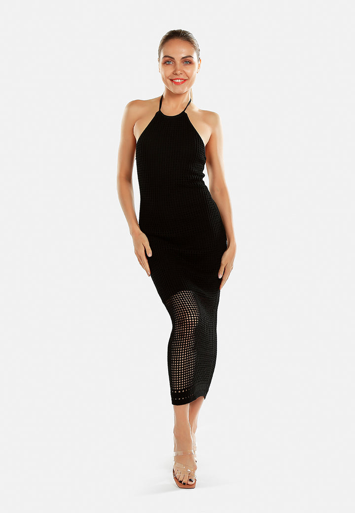 halter neck backless dress by ruw#color_black