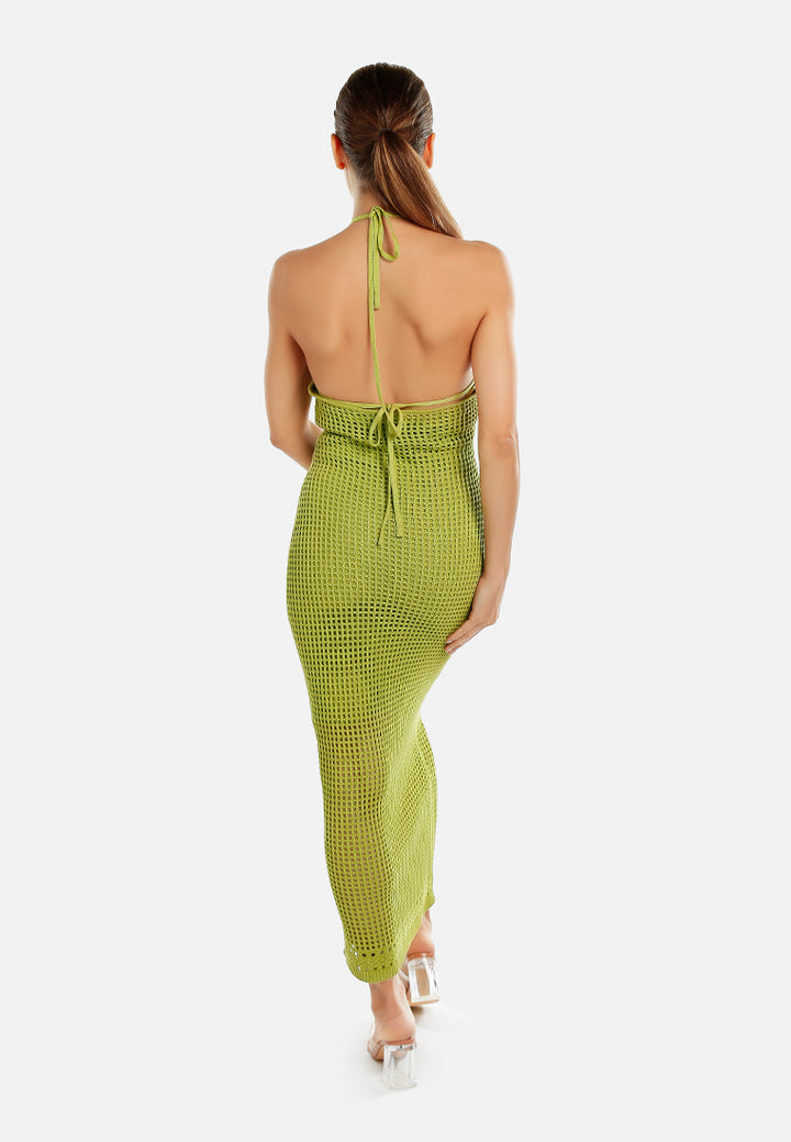 halter neck backless dress by ruw#color_green