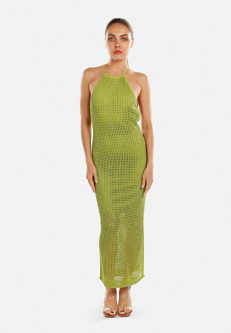 halter neck backless dress by ruw#color_green