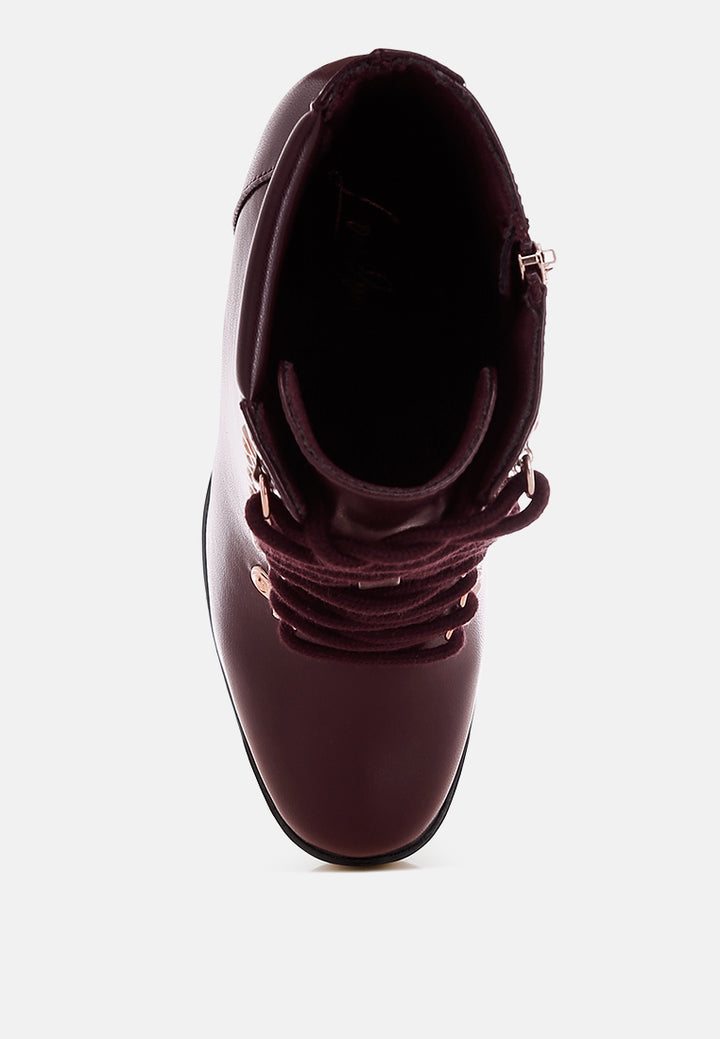 hamiltons lace up block heel boots#color_burgundy
