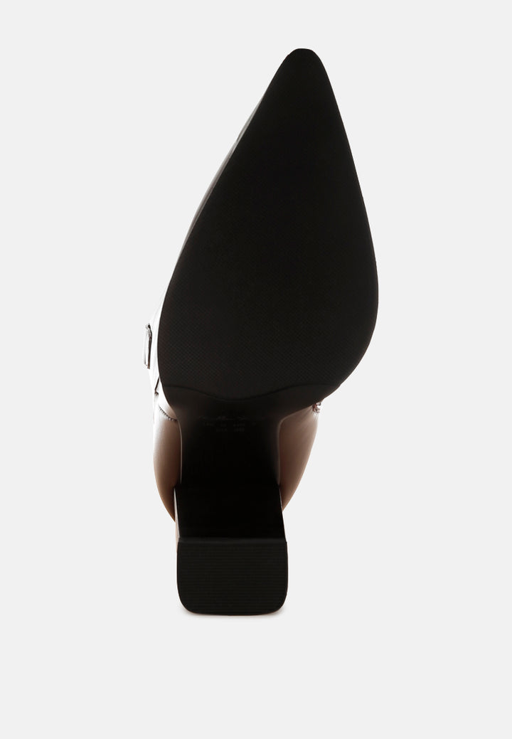 hatter pointed toe faux leather boots#color_brown