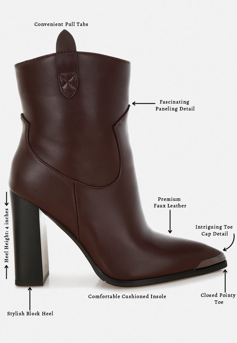 hatter pointed toe faux leather boots#color_brown
