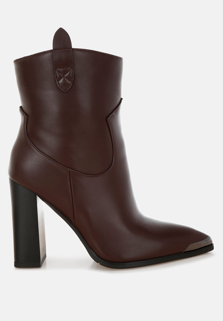 hatter pointed toe faux leather boots#color_brown