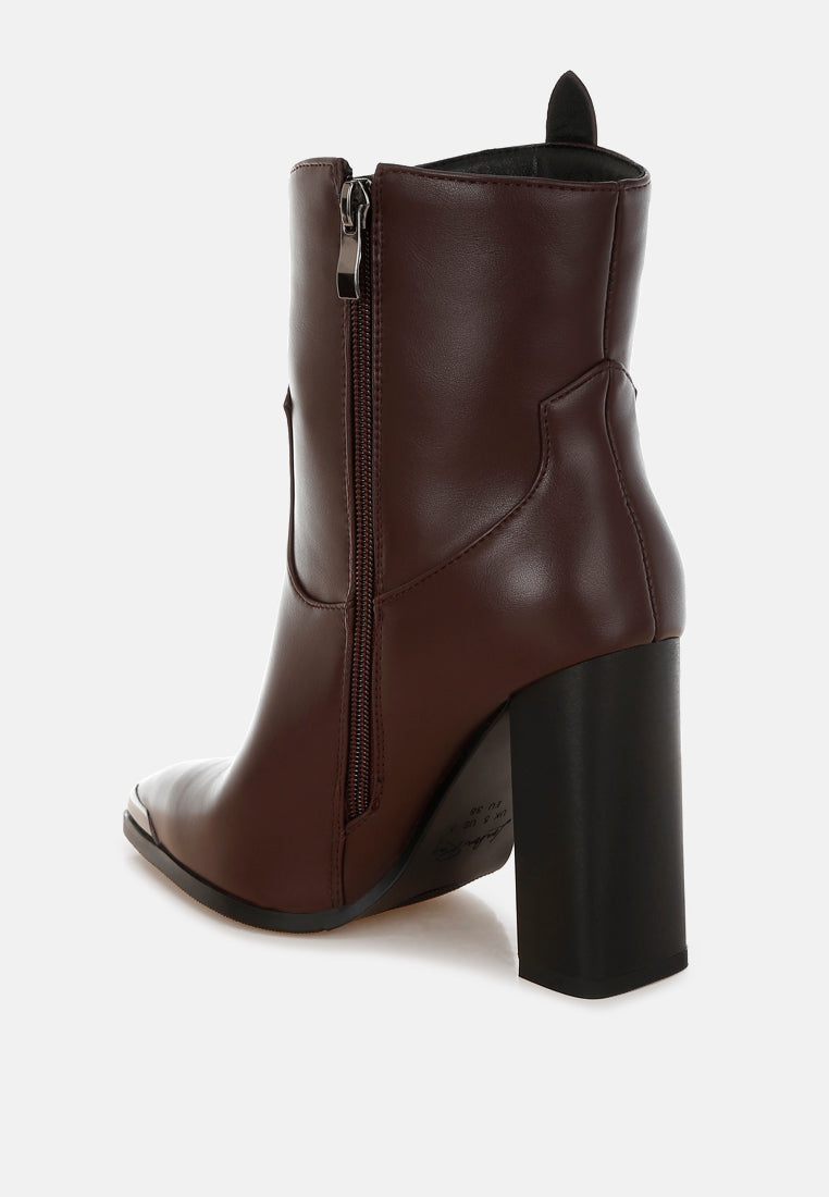 hatter pointed toe faux leather boots#color_brown