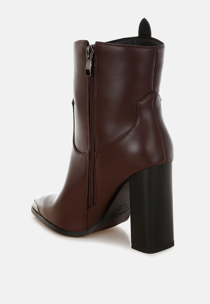 hatter pointed toe faux leather boots#color_brown