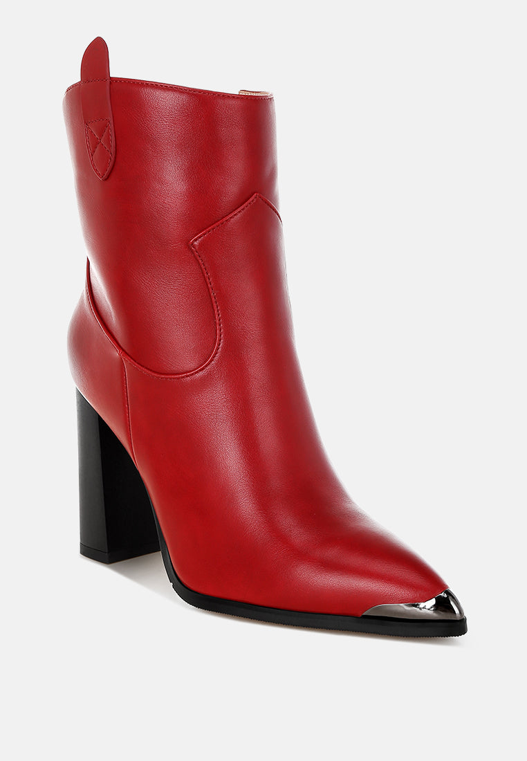 hatter pointed toe faux leather boots#color_red