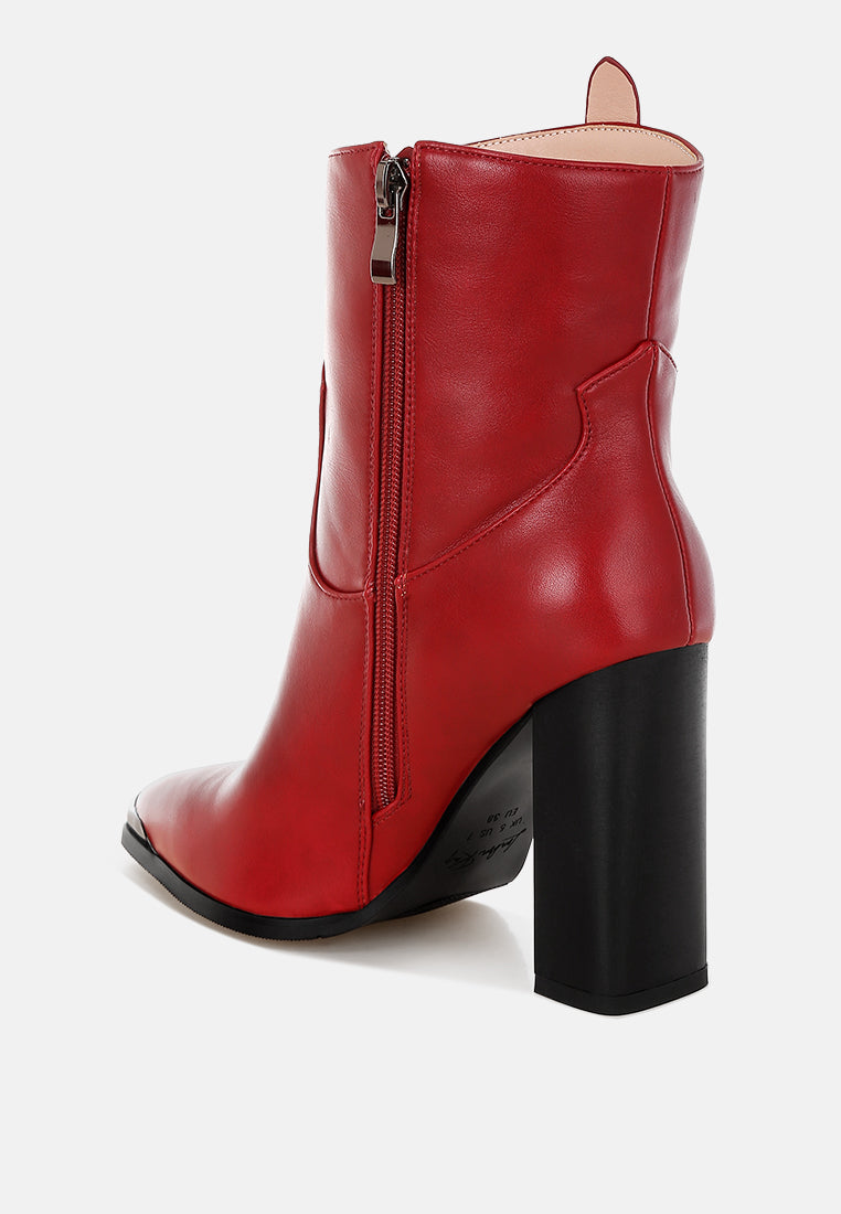 hatter pointed toe faux leather boots#color_red