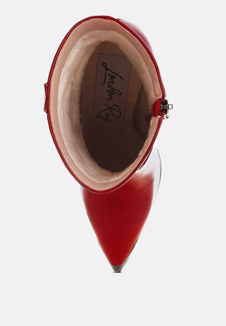 hatter pointed toe faux leather boots#color_red