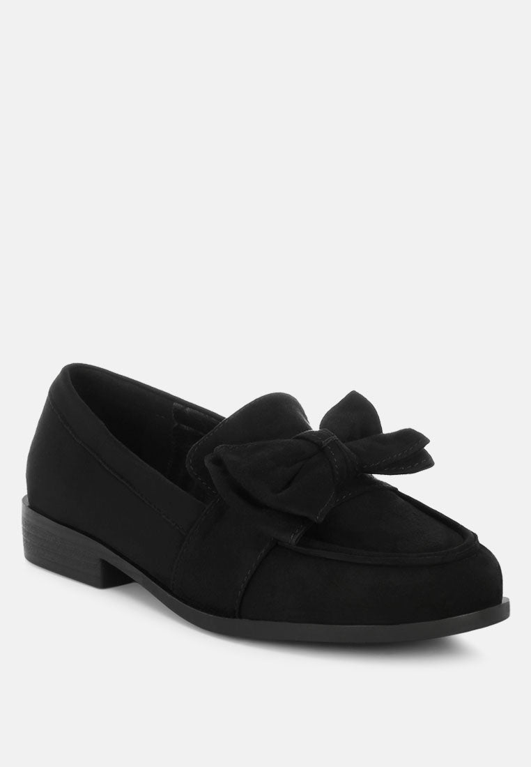 havisham bow accent heeled loafers#color_black