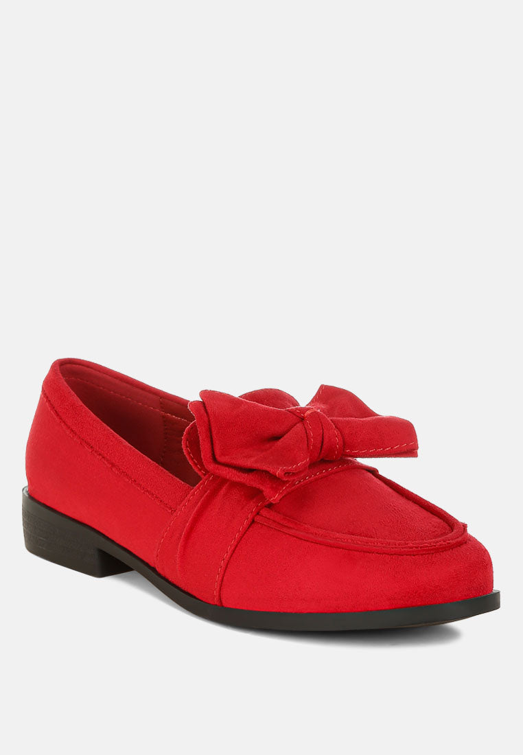 havisham bow accent heeled loafers#color_red