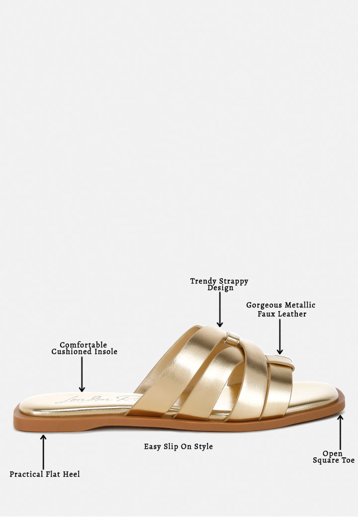 hebal metallic faux leather slip ons by ft#color_gold