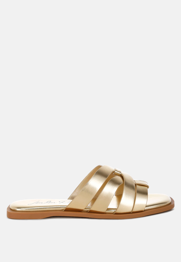 hebal metallic faux leather slip ons by ft#color_gold