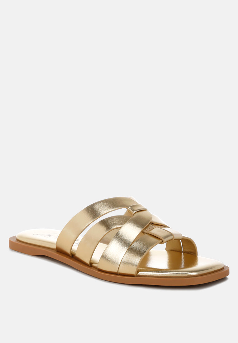 hebal metallic faux leather slip ons by ft#color_gold