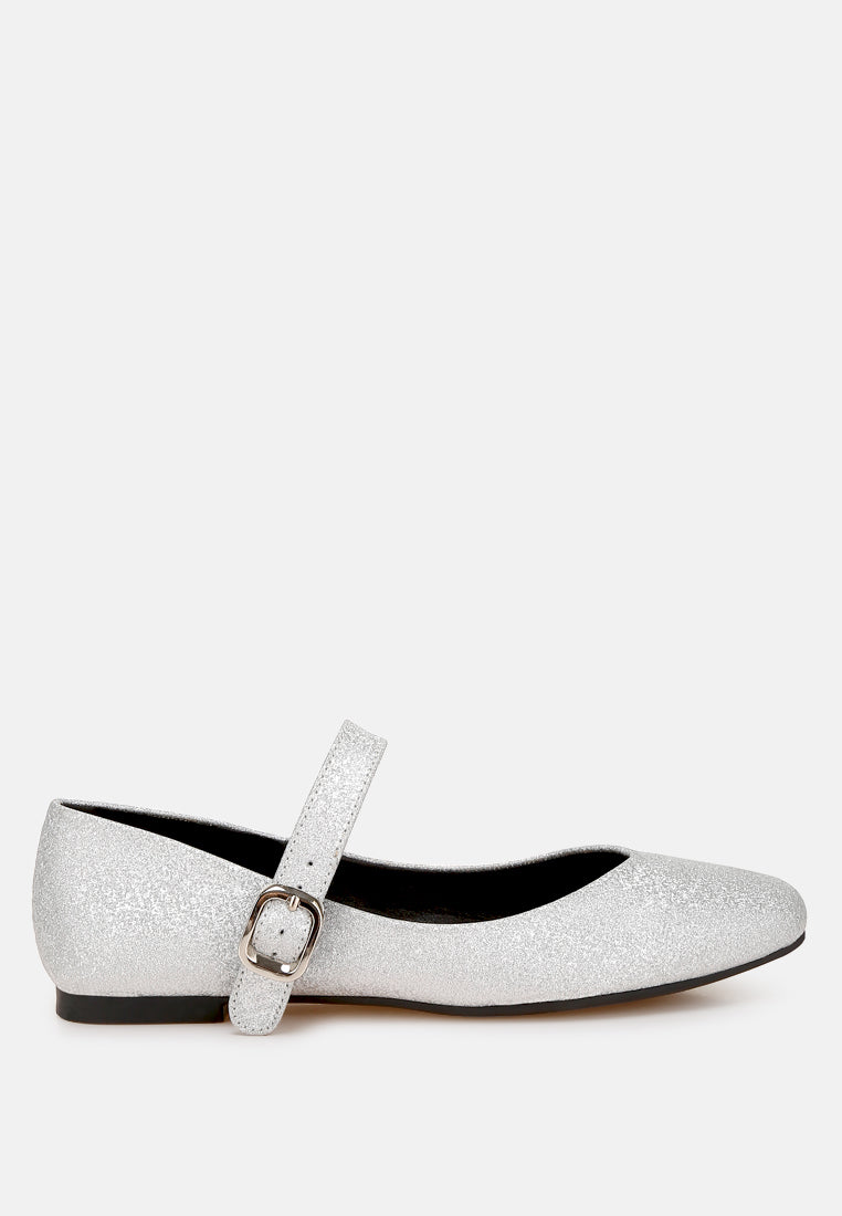 herma glitter pin buckle ballerinas#color_silver