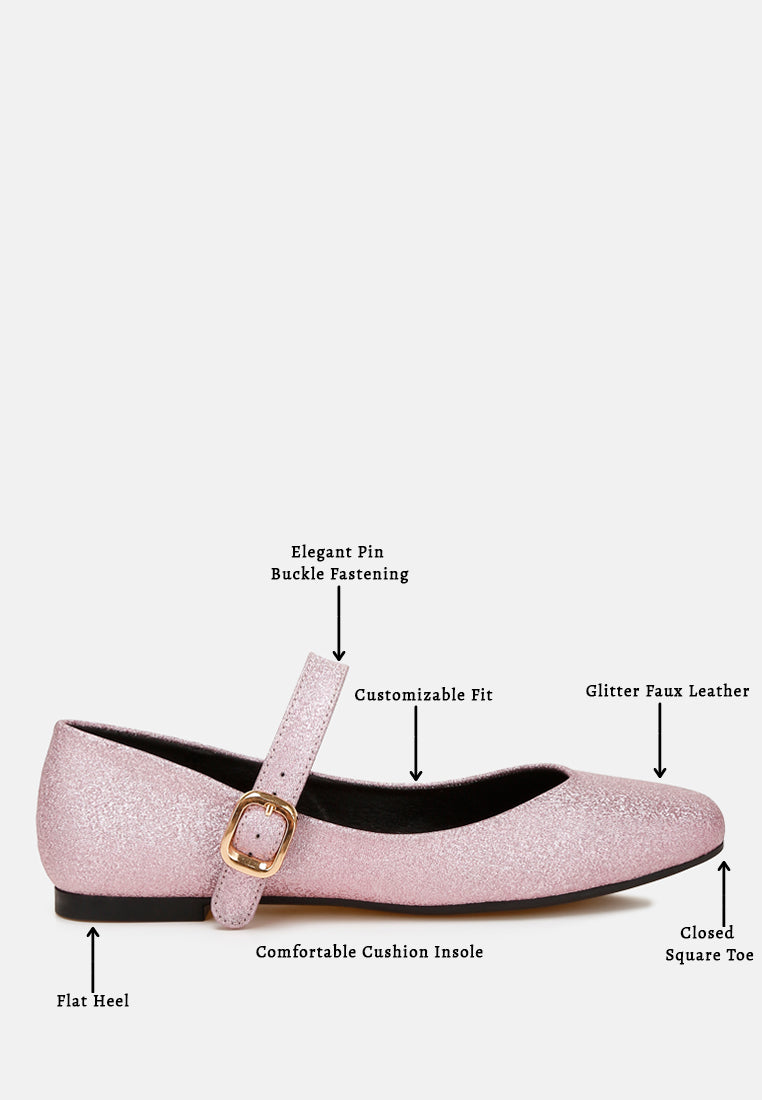 herma glitter pin buckle ballerinas#color_pink