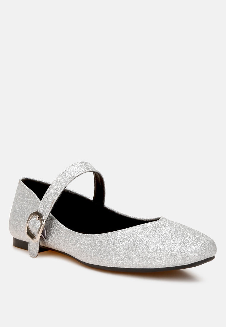 glitter pin buckle ballerinas by RUW#colour_silver