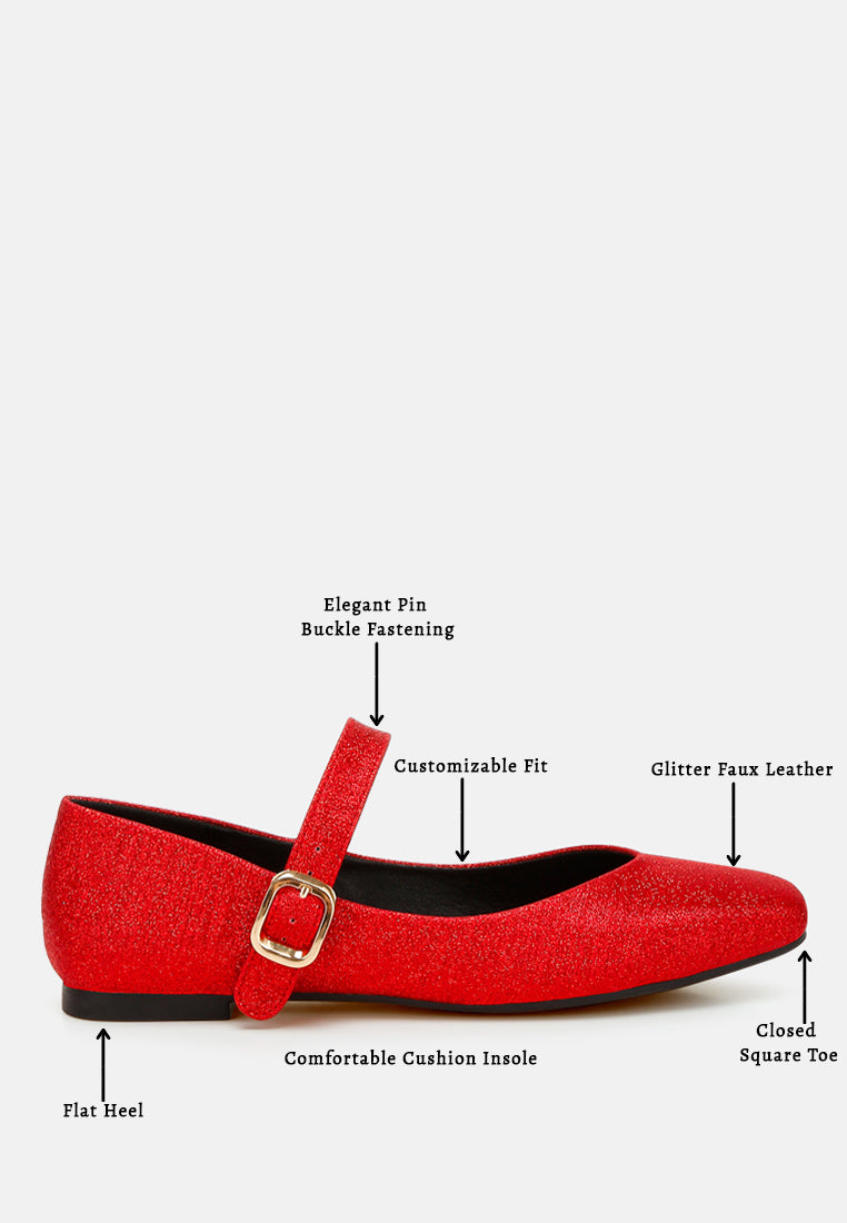 herma glitter pin buckle ballerinas#color_red