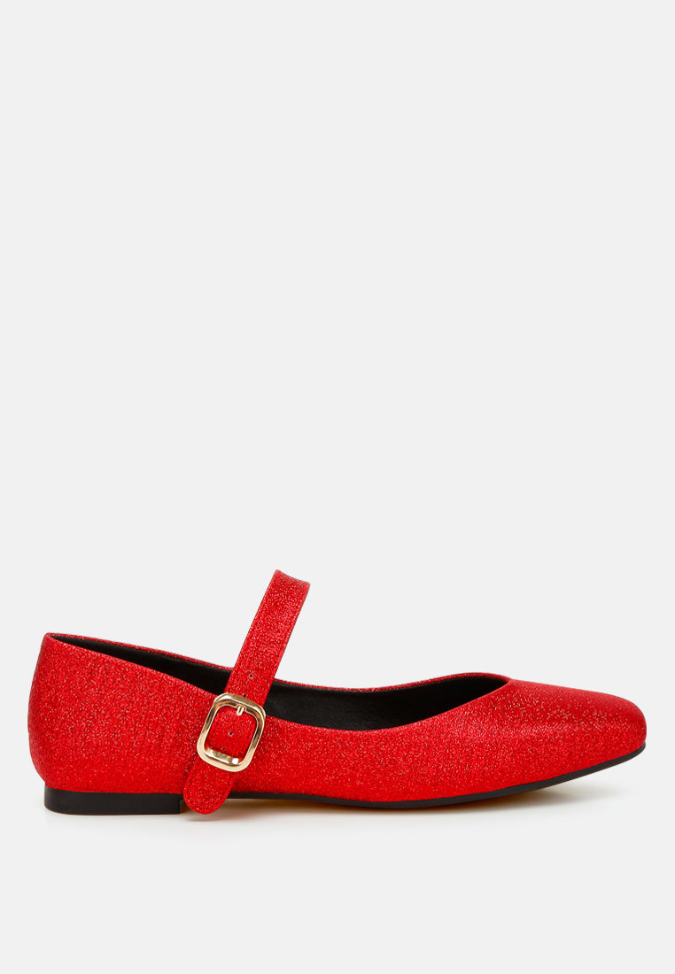 herma glitter pin buckle ballerinas#color_red