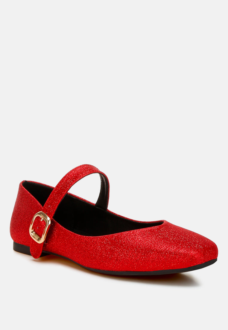 herma glitter pin buckle ballerinas#color_red