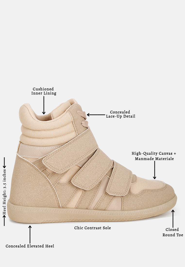 Cozy Wedge Triple Strap High-Top Sneakers#color_taupe