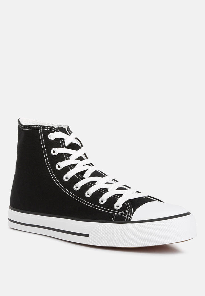 high ankle canvas sneakers#color_black-white