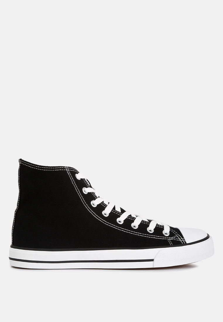 high ankle canvas sneakers#color_black-white