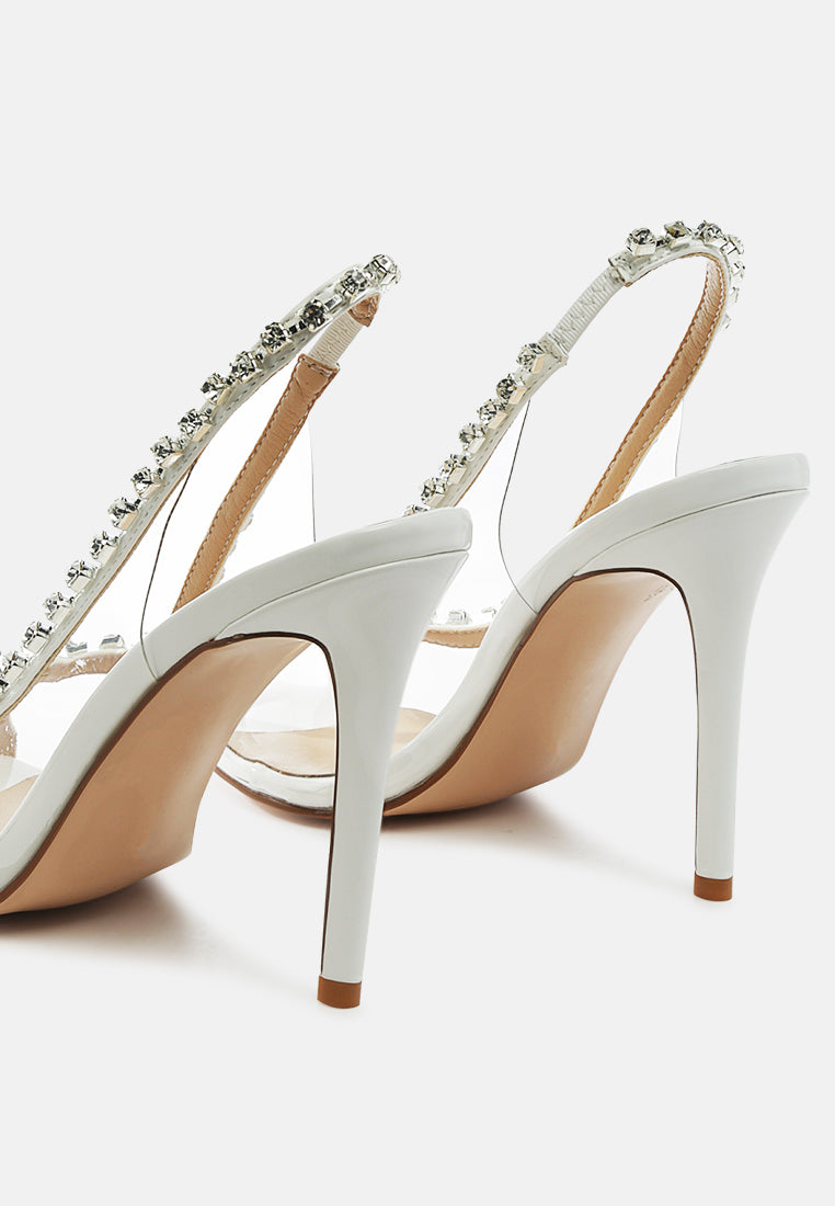 tiara clear stiletto sling-back#color_white