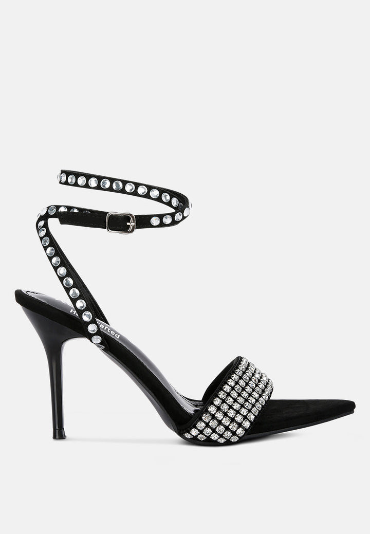Zurin Black High Heeled Diamante Sandals By Ruw