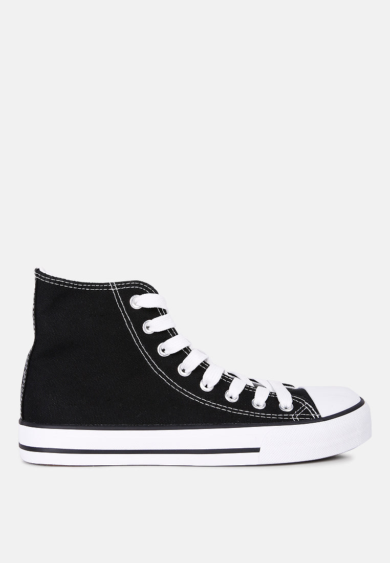 High Top Basketball Canvas Sneakers#color_black