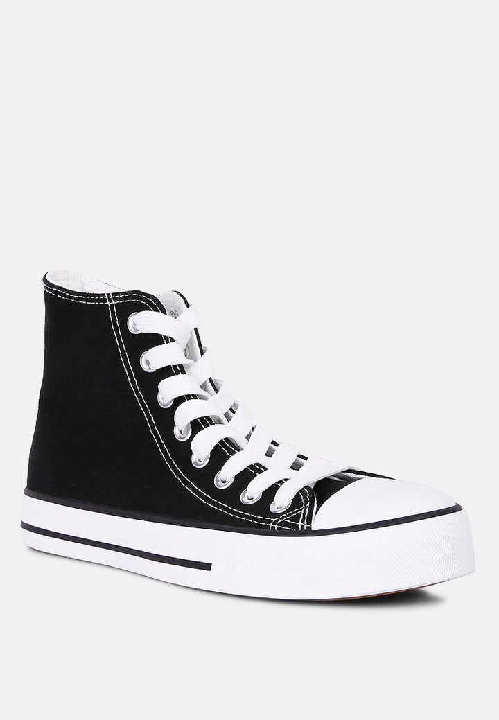 High Top Basketball Canvas Sneakers#color_black