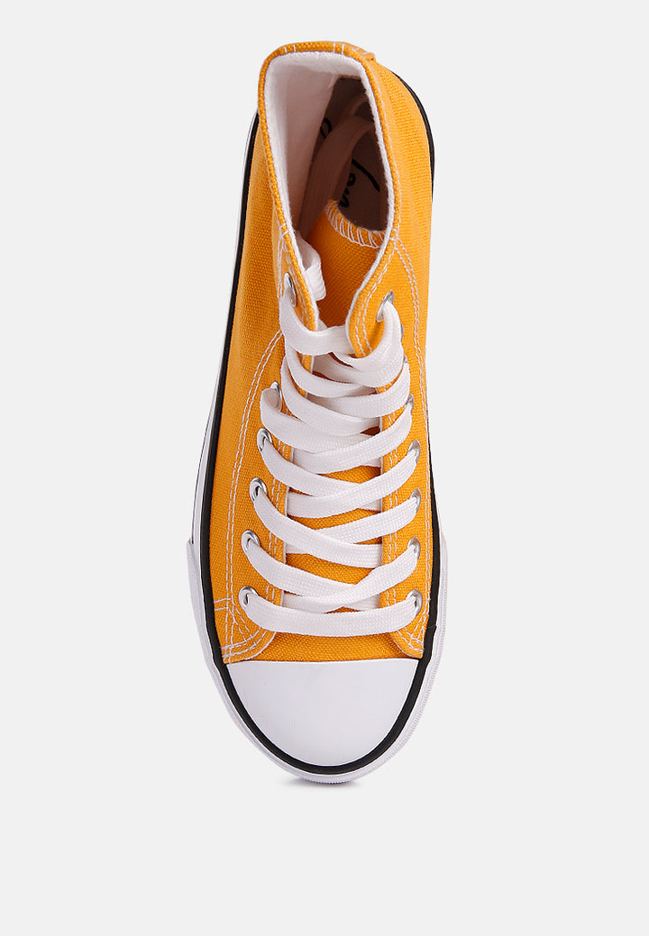 High Top Basketball Canvas Sneakers#color_yellow