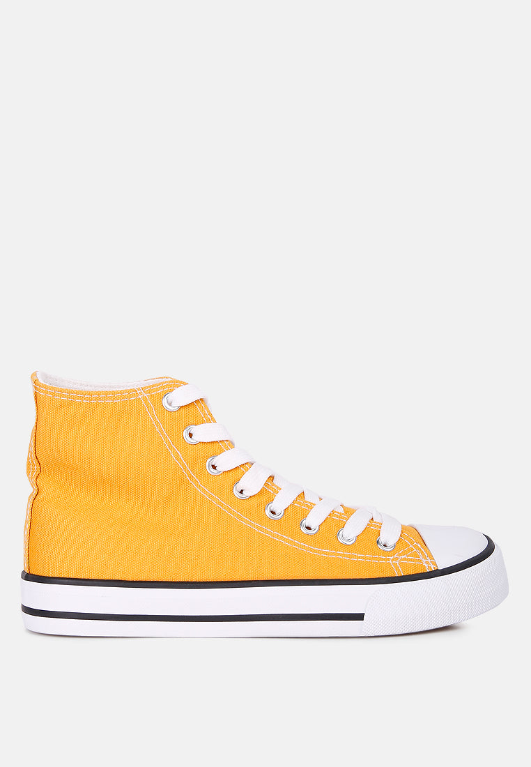 High Top Basketball Canvas Sneakers#color_yellow