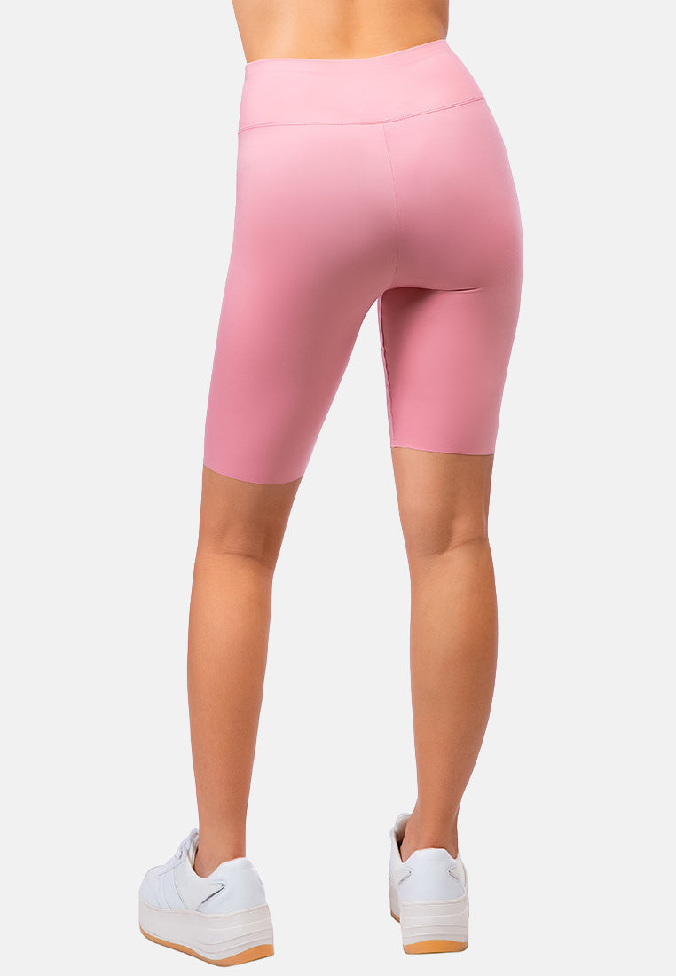 high waist biker short tights#color_pink