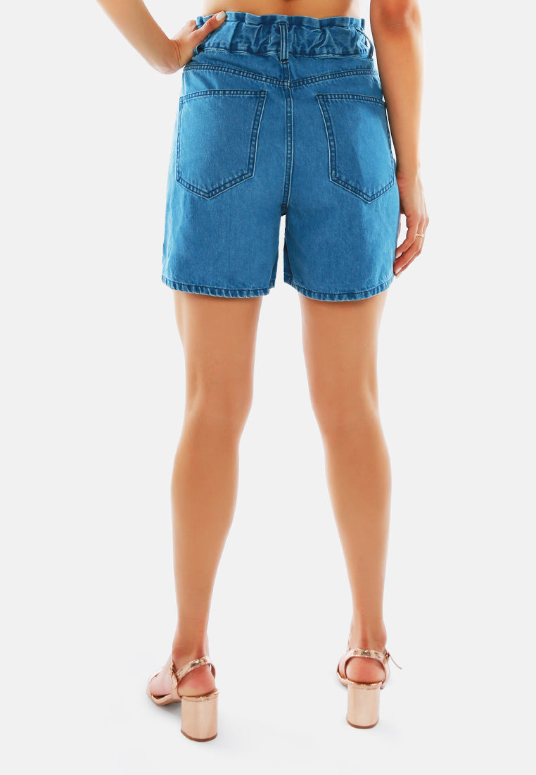 high waist denim shorts#color_mid-blue