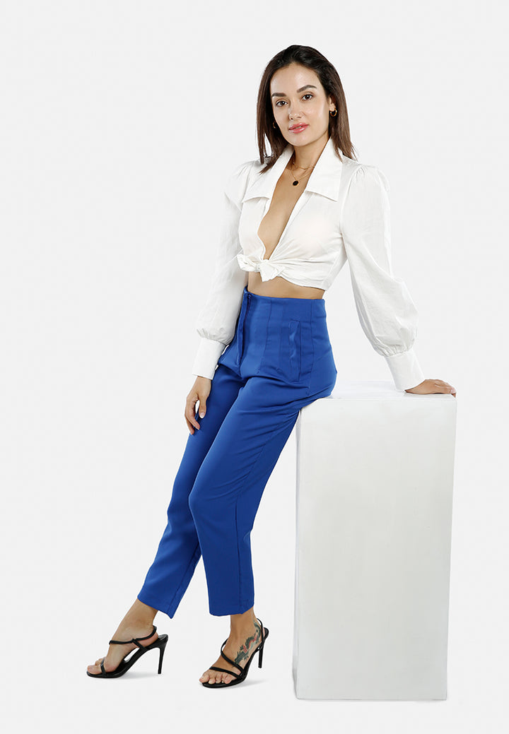 high waist semi casual trouser#color_blue