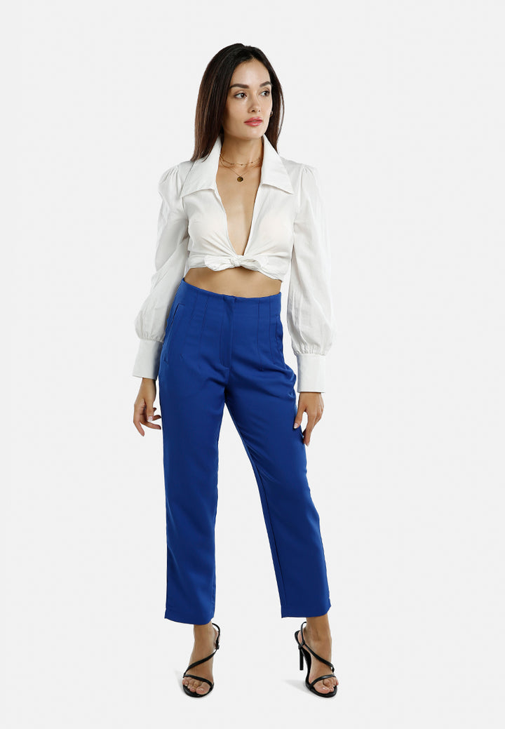 high waist semi casual trouser#color_blue