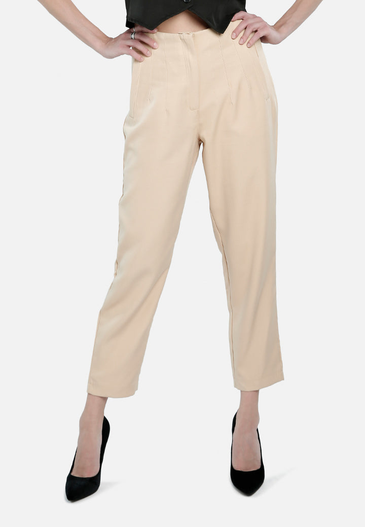 high waist semi casual trouser by ruw#color_beige