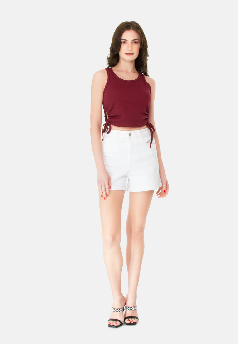 high waist shorts#color_white