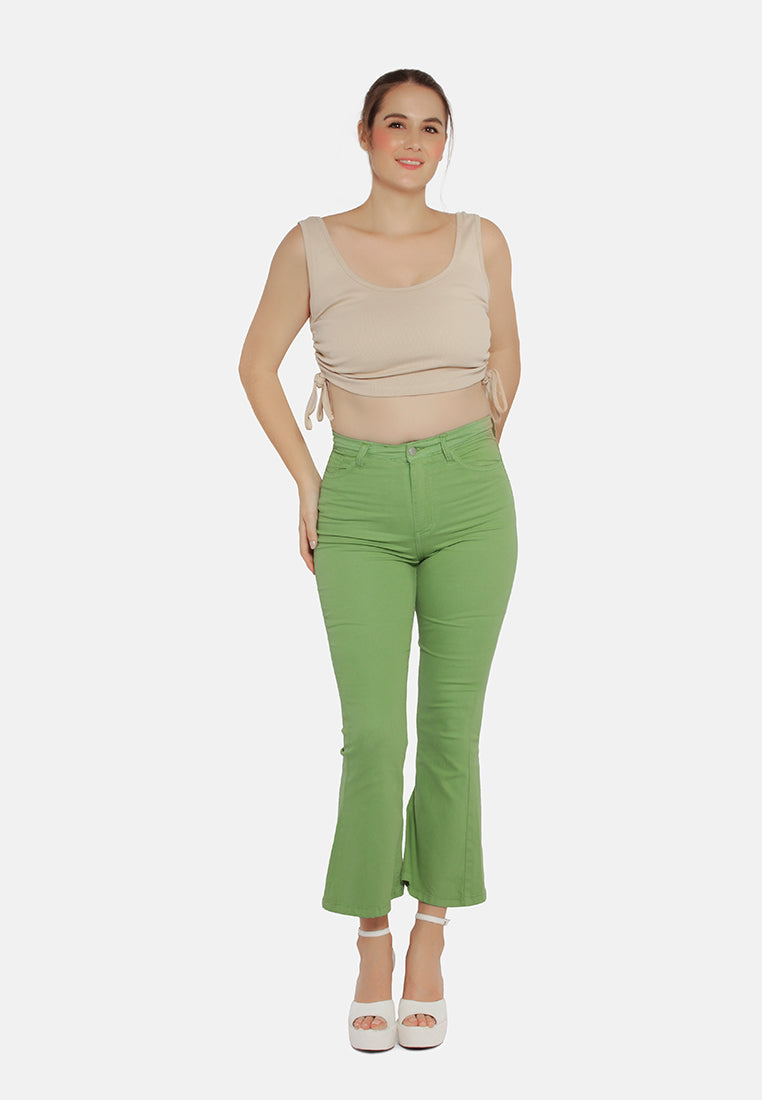high waist wide leg pants#color_green