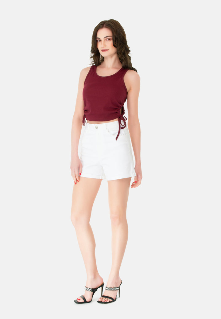 high waist shorts#color_white