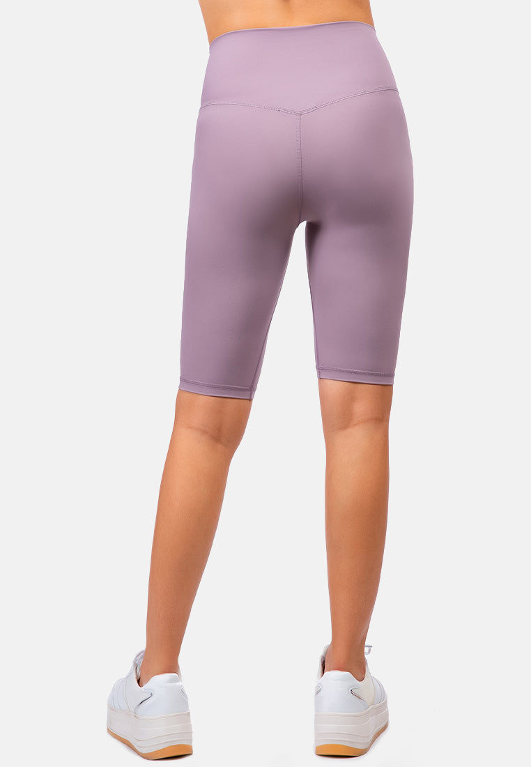 high waist biker short tights#color_purple