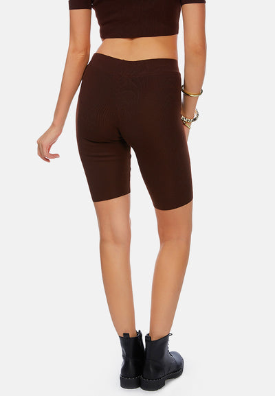 high waist biker shorts#color_dark-brown