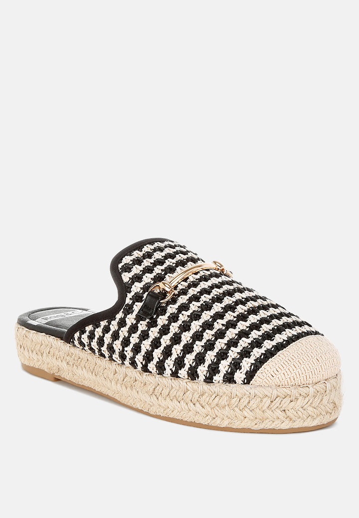 raffia slip-on mules by rag#color_black